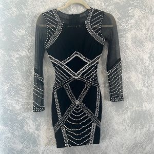Black and beaded gorgeous long sleeve dress